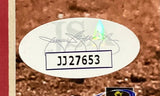 A Sports Integrity holographic oval sticker with code JJ27653 and signature is on the framed 16x20 Ronald Acuna Jr. Atlanta Braves photo (JSA authenticated).