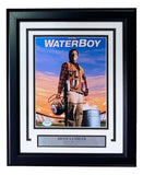 The Sports Integrity Adam Sandler Signed Framed 8x10 "The Waterboy" Photo (PSA/DNA) features Sandler on the field holding a water bottle carrier, with a dramatic sky and an inscribed plaque below.