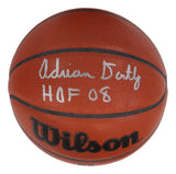 Sports Integrity Adrian Dantley Jazz Signed Wilson Authentic NBA Basketball featuring "HOF 08" inscription and Schwartz Holo.