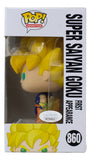 A Sports Integrity Funko Pop! #860 of Super Saiyan Goku from Dragon Ball Z, signed by Ian James Corlett and authenticated by JSA (#912), with a windowed box displaying the figure’s side profile.