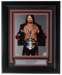 AJ Styles Signed Framed 8x10 WWE Photo BAS AA21688
