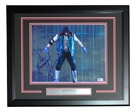 AJ Styles Signed Framed 11x14 WWE Photo The Phenomenal Inscribed BAS Sports Integrity