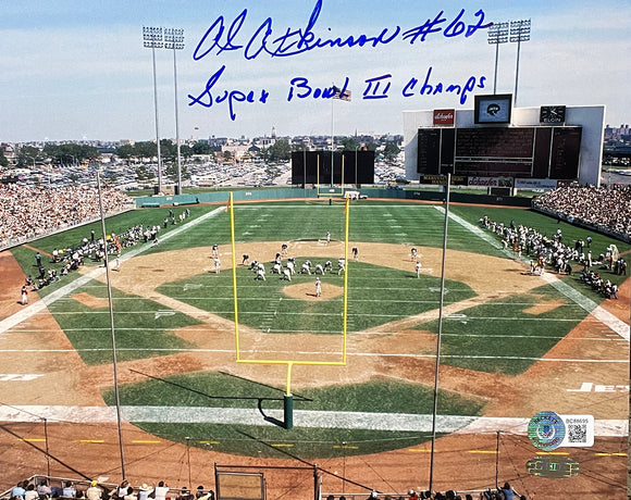 Al Atkinson Signed 8x10 New York Jets Football Photo SB III Champs Insc BAS Sports Integrity
