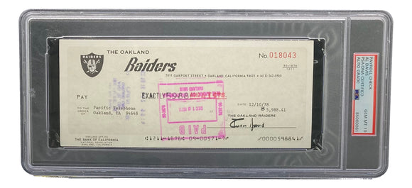 Al Davis Signed Oakland Raiders Personal Bank Check #18043 PSA/DNA Gem MT 10 Sports Integrity
