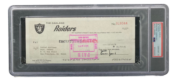 Al Davis Signed Oakland Raiders Personal Bank Check #18044 PSA/DNA Gem MT 10 Sports Integrity