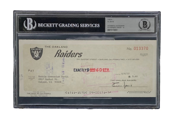 Al Davis Signed Oakland Raiders Personal Bank Check #13370 Auto 10 BAS