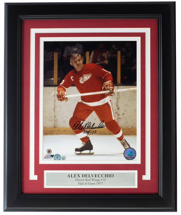 Alex Delvecchio Signed Framed 8x10 Detroit Red Wings Photo BAS Sports Integrity
