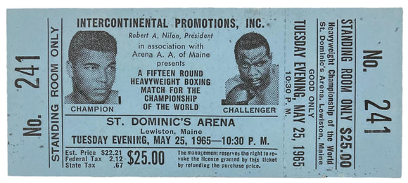 Muhammad Ali vs Sonny Liston May 25 1965 Blue Standing Room Only Full Ticket