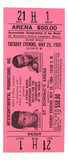 1965 Muhammad Ali Vs Sonny Liston Phantom Punch Boxing Match Pink Full Ticket Sports Integrity