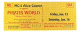 Alice Cooper Unused 1971 MC-5 At Pirates World Concert Ticket