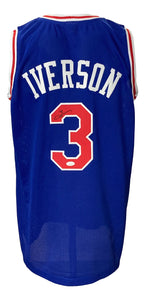 Allen Iverson Signed Custom Blue Pro-Style Basketball Jersey JSA ITP Sports Integrity