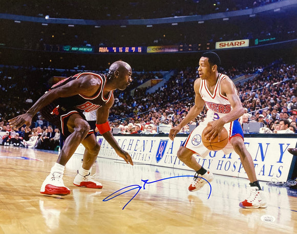 Allen Iverson Signed Framed 16x20 76ers vs Michael Jordan Photo JSA IT –  Sports Integrity