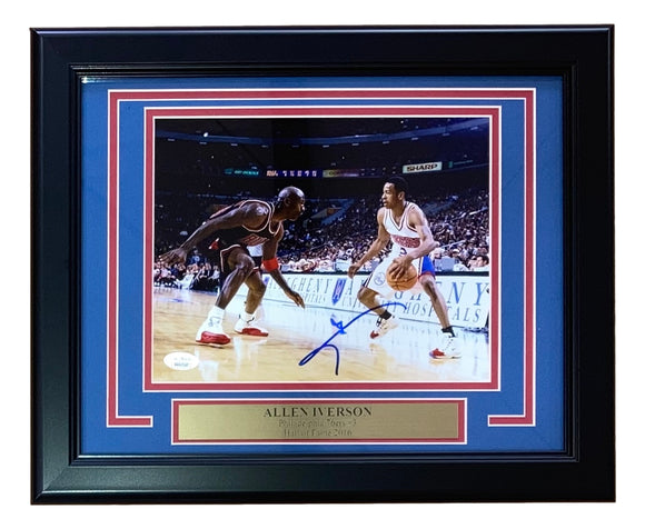Allen Iverson Signed Framed 8x10 76ers vs Michael Jordan Photo JSA ITP Sports Integrity