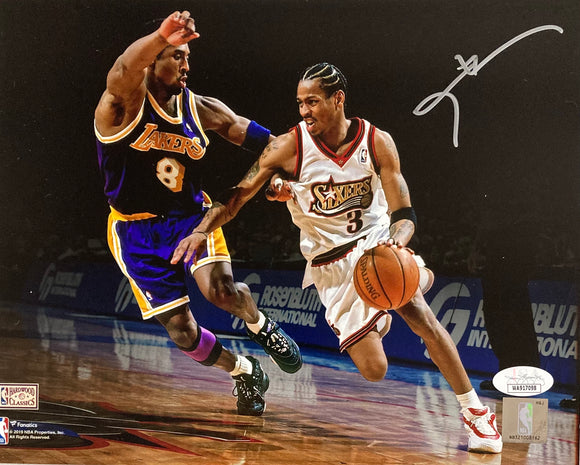 Allen Iverson Signed 8x10 Philadelphia 76ers vs Kobe Bryant Photo JSA ITP Sports Integrity