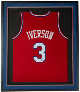 Allen Iverson Signed Framed Custom Red Basketball Jersey PSA ITP Sports Integrity