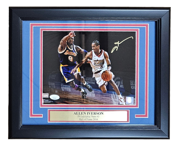 Allen Iverson Signed Framed 8x10 76ers Photo VS Kobe Bryant JSA Hologram Sports Integrity