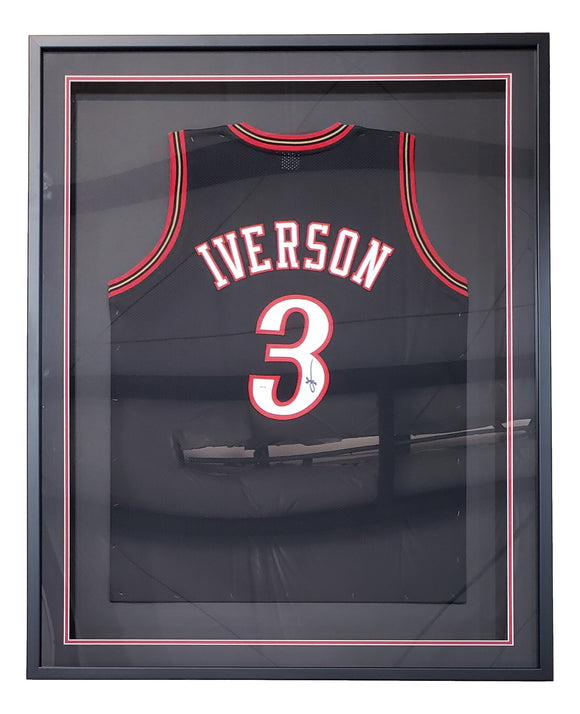 Allen Iverson Signed Framed Custom Black Pro-Style Basketball Jersey JSA ITP