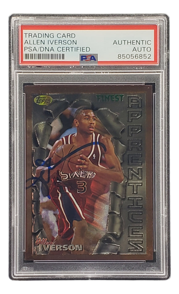 Allen Iverson Signed 1996 Topps Finest #69 76ers Rookie Card PSA/DNA Sports Integrity