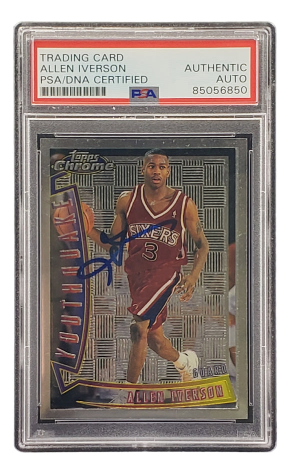 Allen Iverson Signed 1996 Topps #Y01 76ers Refractor Rookie Card PSA/DNA