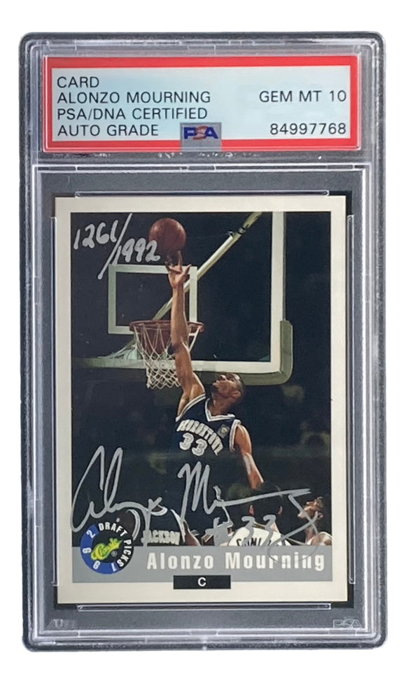 Alonzo Mourning Signed Georgetown 1992 Classic Draft Picks Card PSA/DNA Gem MT 10 Sports Integrity