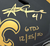 Alvin Kamara Signed Saints FS Eclipse Authentic Speed Helmet 6 TDs 12/25/20 BAS