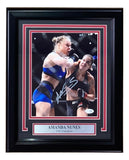 Amanda Nunes Signed Framed 8x10 UFC Rousey Punch Photo JSA QR Hologram