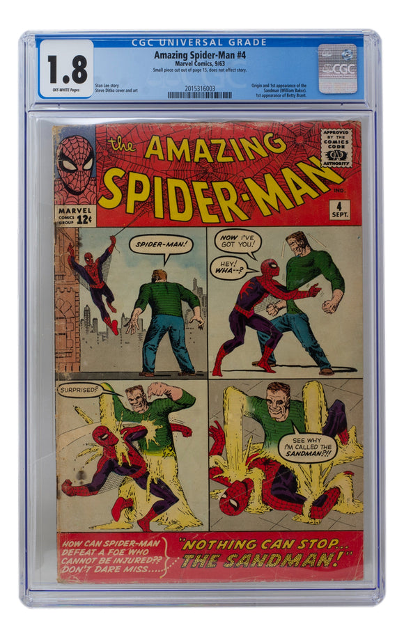 Amazing Spider-Man #4 September 1963 Comic Slabbed CGC Graded 1.8 Sports Integrity