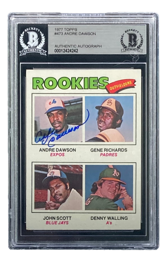 Andre Dawson Signed 1977 Topps #473 Montreal Expos Rookie Card BAS