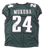 Andrew Mukuba Philadelphia Signed Green Pro Cut Football Jersey JSA QR Hologram