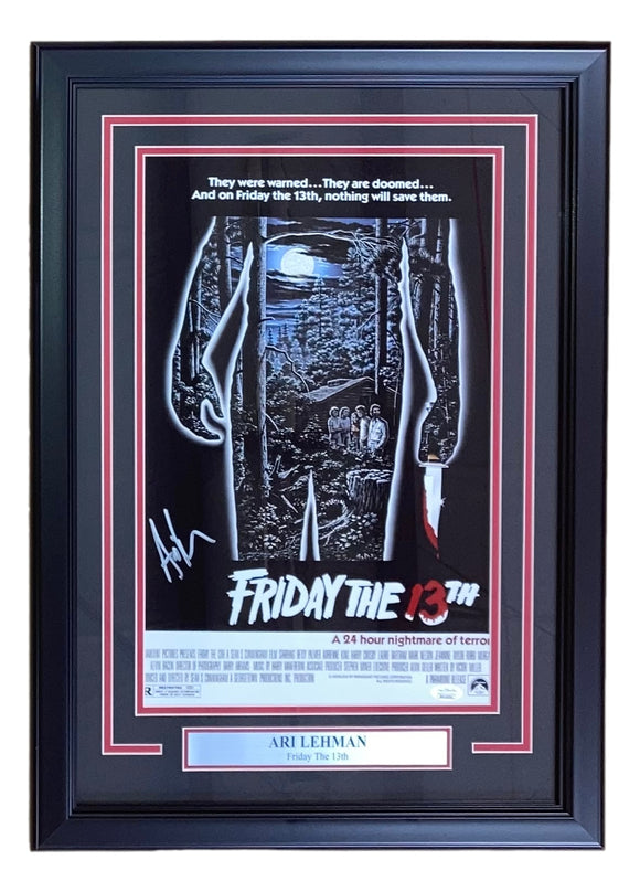 Ari Lehman Signed Framed Friday The 13th 11x17 Poster Photo JSA ITP Sports Integrity