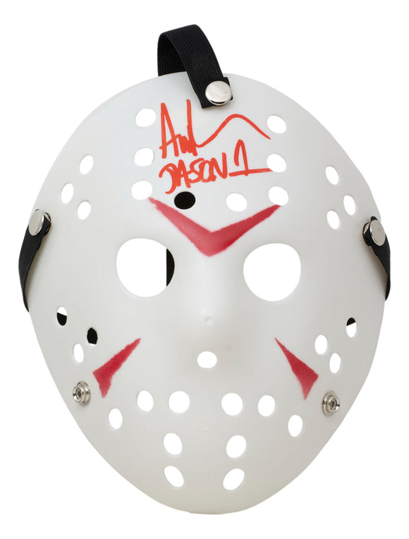 Ari Lehman Signed Jason Voorhees White Hockey Mask Jason 1 Inscription JSA ITP