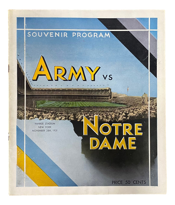 Army vs Notre Dame November 28 1931 Official Game Program