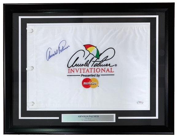 Arnold Palmer Signed Framed Arnold Palmer Invitational Golf Flag PSA