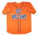 Javier Abreu Montero Pressly Houston Signed Orange 2022 WS No Hitter Jersey BAS