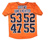 Javier Abreu Montero Pressly Houston Signed Orange 2022 WS No Hitter Jersey BAS