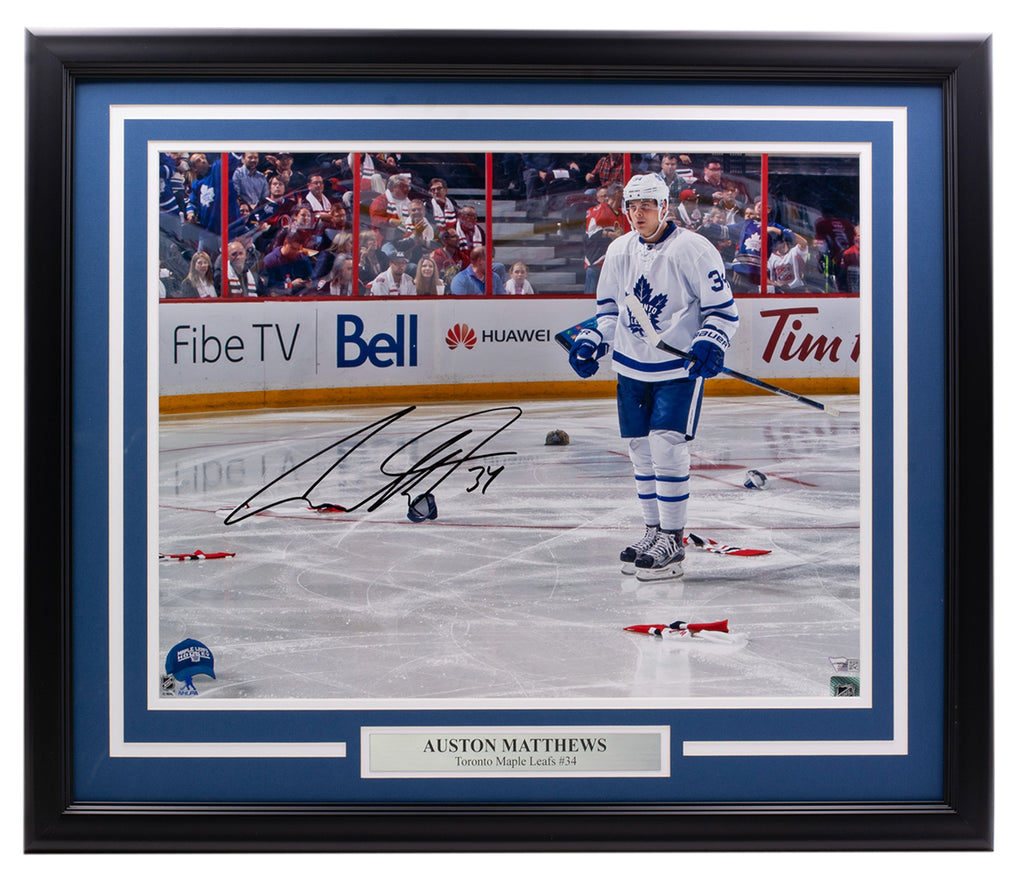 Bleachers Sports Music & Framing — Auston Matthews Signed Maple Leafs 16x20  Photo - Fanatics COA Authenticated - Professionally Framed