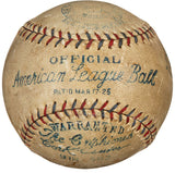 Babe Ruth New York Yankees Signed 1928 1st Home Run Baseball PSA+BAS