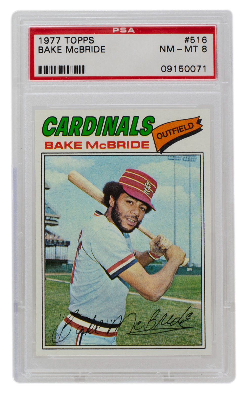 Bake McBride 1977 Topps #516 Cardinals Baseball Card PSA/DNA NM MT 8 –  Sports Integrity