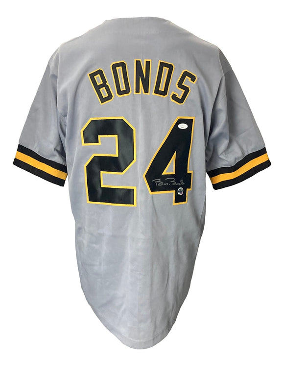 Barry Bonds Signed Custom Gray Pro-Style Baseball Jersey JSA