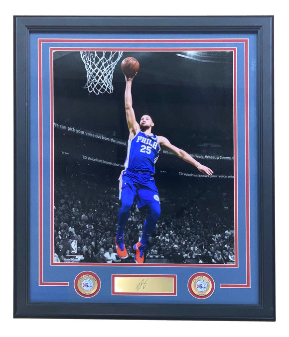 Ben Simmons Framed 16x20 Philadelphia 76ers Photo w/ Laser Engraved Signature Sports Integrity