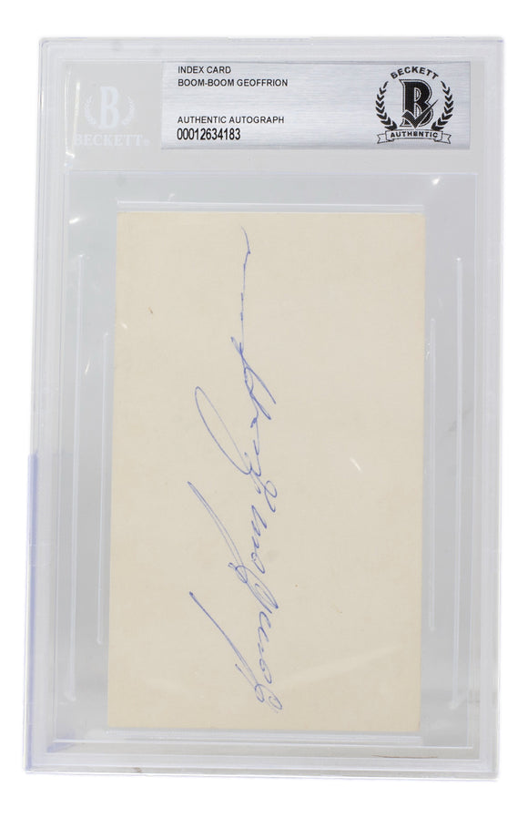 Bernie Boom Boom Geoffrion Signed Slabbed Montreal Canadiens Index Card BAS Sports Integrity