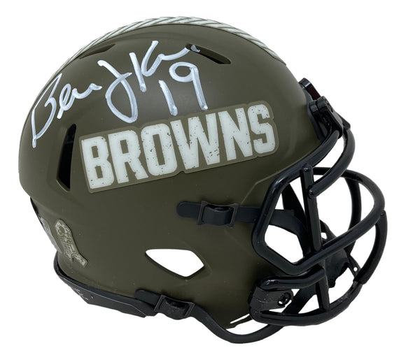 Bernie Kosar Signed Cleveland Browns Salute To Service Mini Speed Helmet BAS ITP