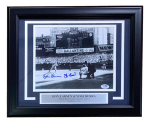 Don Larsen Yogi Berra Signed Framed 8x10 Yankees 1956 WS Perfect Game Photo PSA