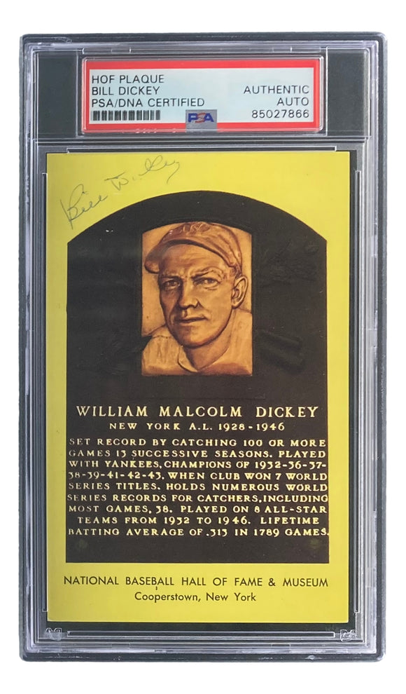 Bill Dickey Signed 4x6 New York Yankees HOF Plaque Card PSA/DNA 85027866 Sports Integrity