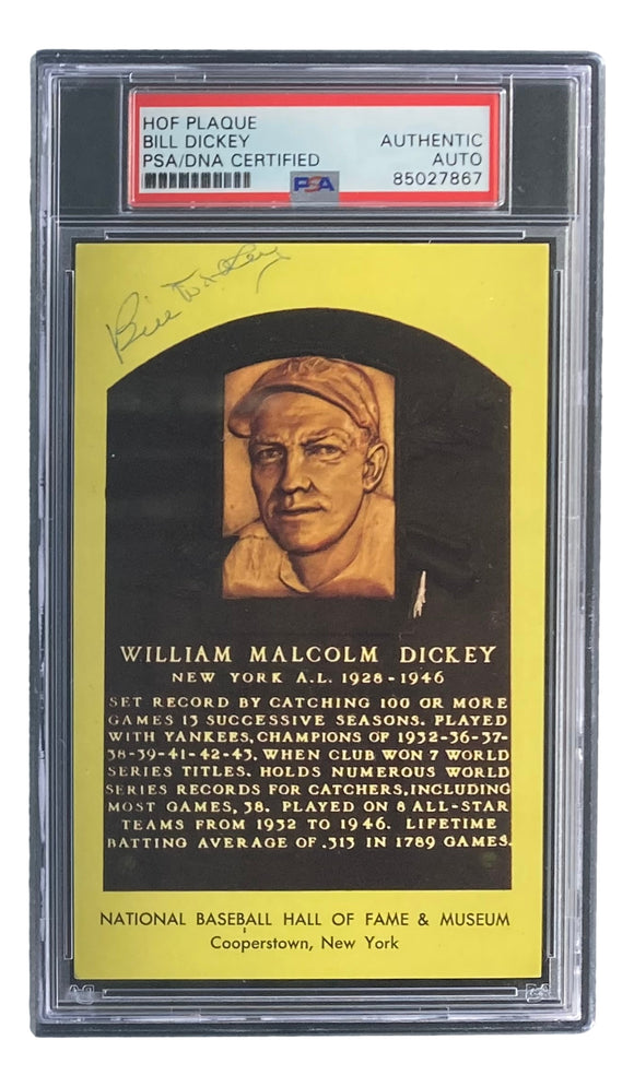 Bill Dickey Signed 4x6 New York Yankees HOF Plaque Card PSA/DNA 85027867