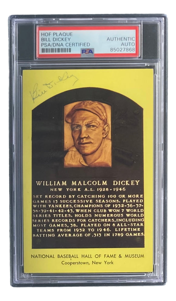 Bill Dickey Signed 4x6 New York Yankees HOF Plaque Card PSA/DNA 85027868 Sports Integrity