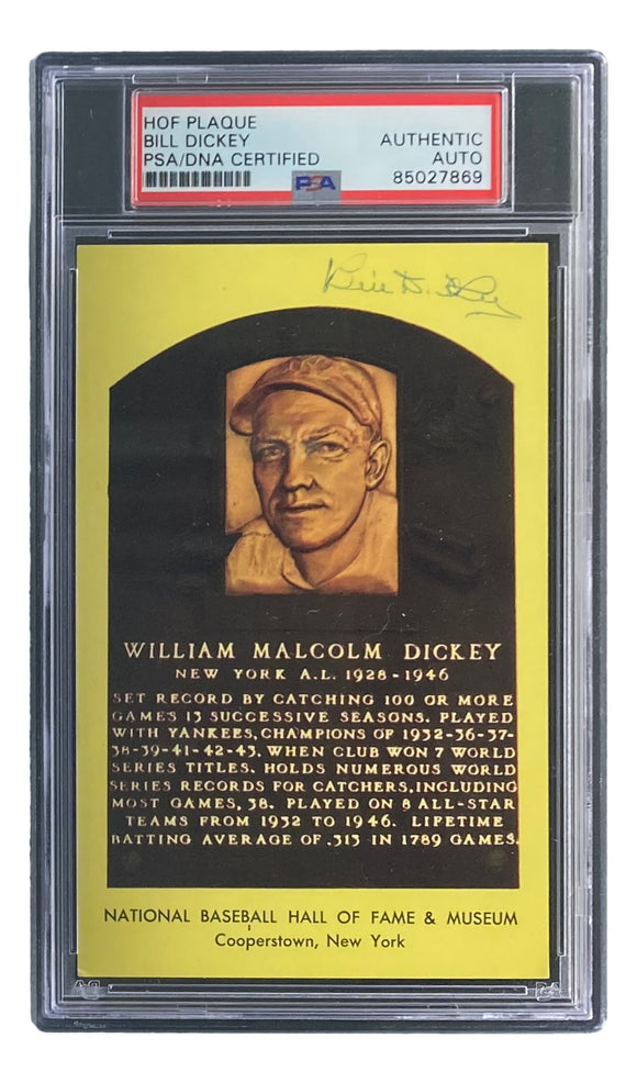 Bill Dickey Signed 4x6 New York Yankees HOF Plaque Card PSA/DNA 85027869