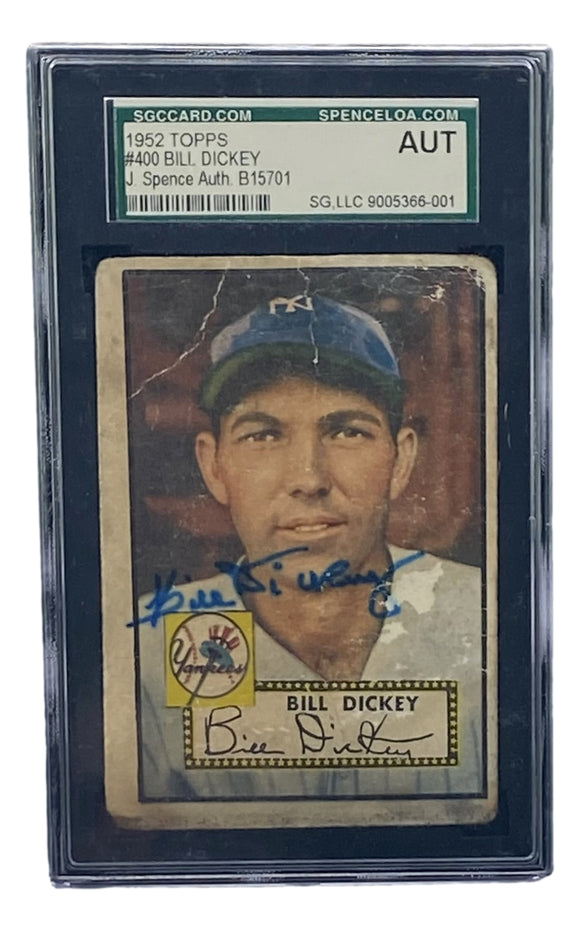 Bill Dickey Signed Slabbed New York Yankees 1952 Topps #400 SGC Sports Integrity