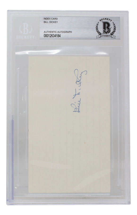 Bill Dickey Signed Slabbed New York Yankees Index Card BAS Sports Integrity