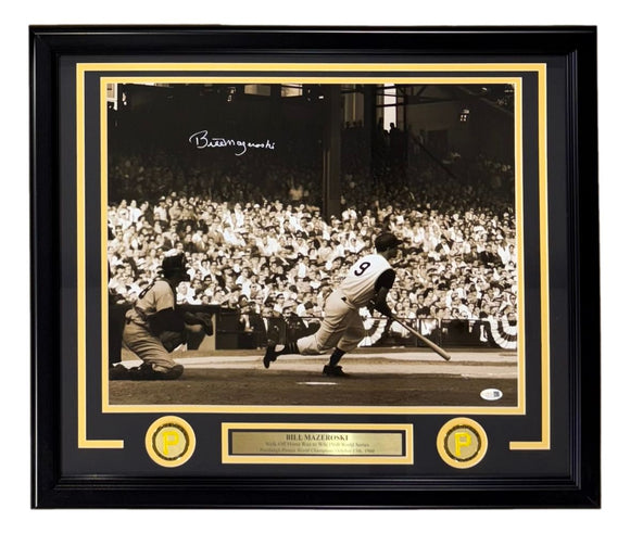 Bill Mazeroski Signed Framed 16x20 Pittsburgh Pirates Photo JSA QR Hologram